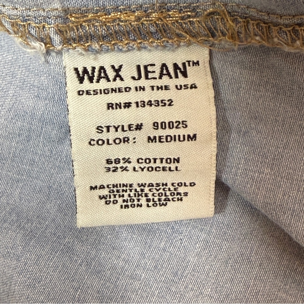Wax Jean Blue Denim Blouse Long Sleeve Size Small - Picture 5 of 5